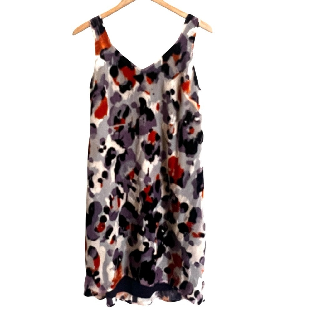 CABI BURNOUT VELVET Cream Orange Purple Lined Slip Dress Women’s Small